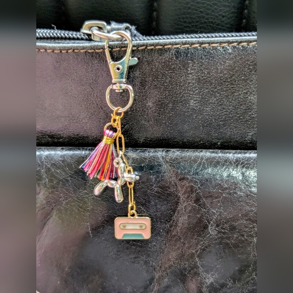 Hand Crafted Accessories - Colorful Tassel and Silver Balloon Dog Bag Charm